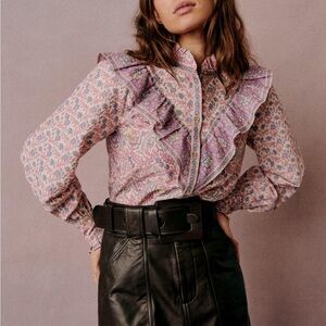 Sézane x Sea Emilia print Gala blouse EU 42 US 8